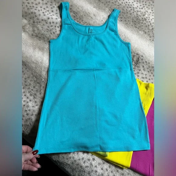 Crown Ivy Set Of 5 Womens Pima Cotton Tank Tops Sleeveless Camisole X-Large EUC - Picture 2 of 3